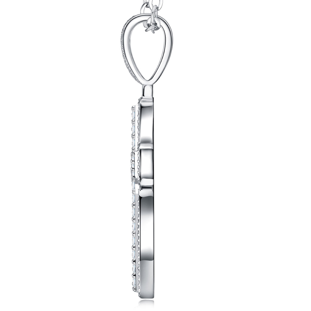 Crociata Moissanite Cross Necklace in Sterling Silver