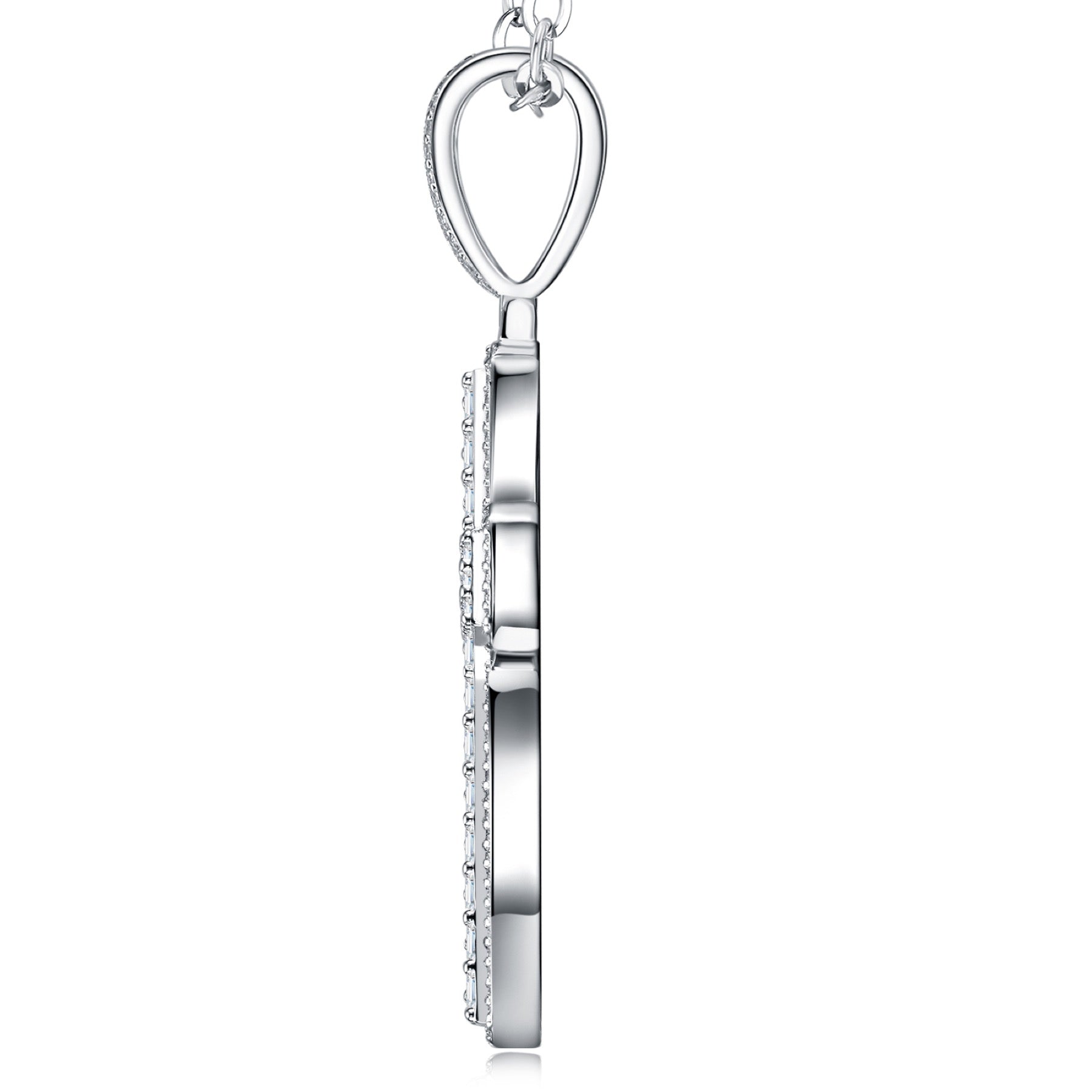 Crociata Moissanite Cross Necklace in Sterling Silver
