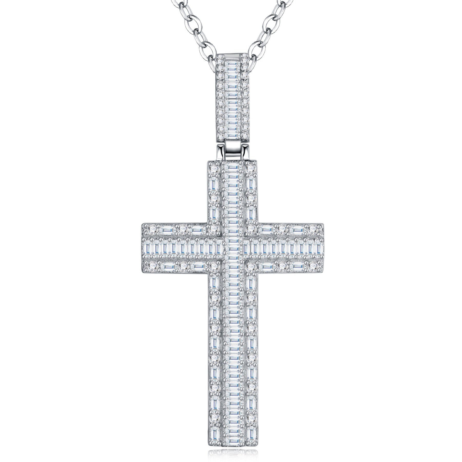 Pilastro Moissanite Cross Necklace in Sterling Silver