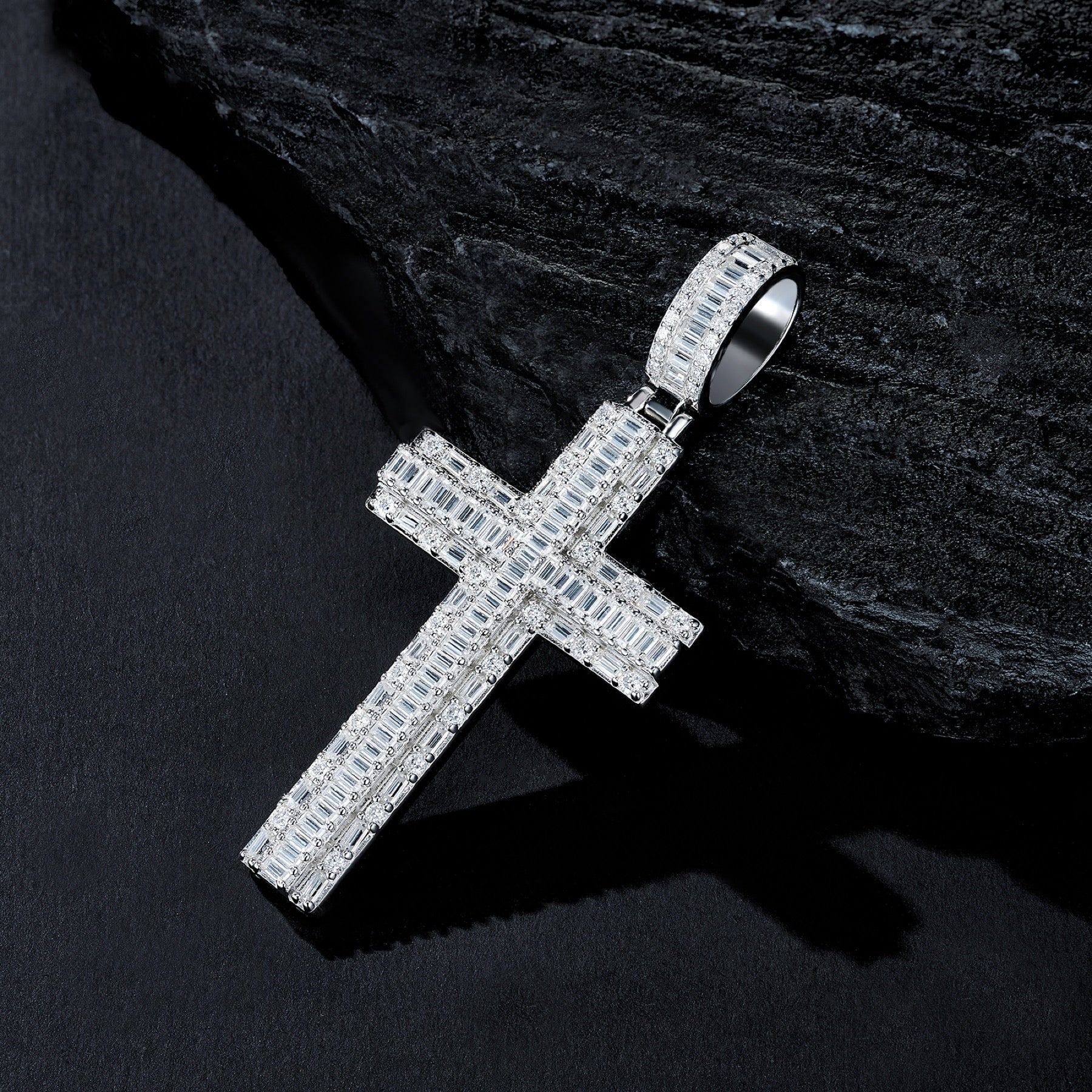Pilastro Moissanite Cross Necklace in Sterling Silver