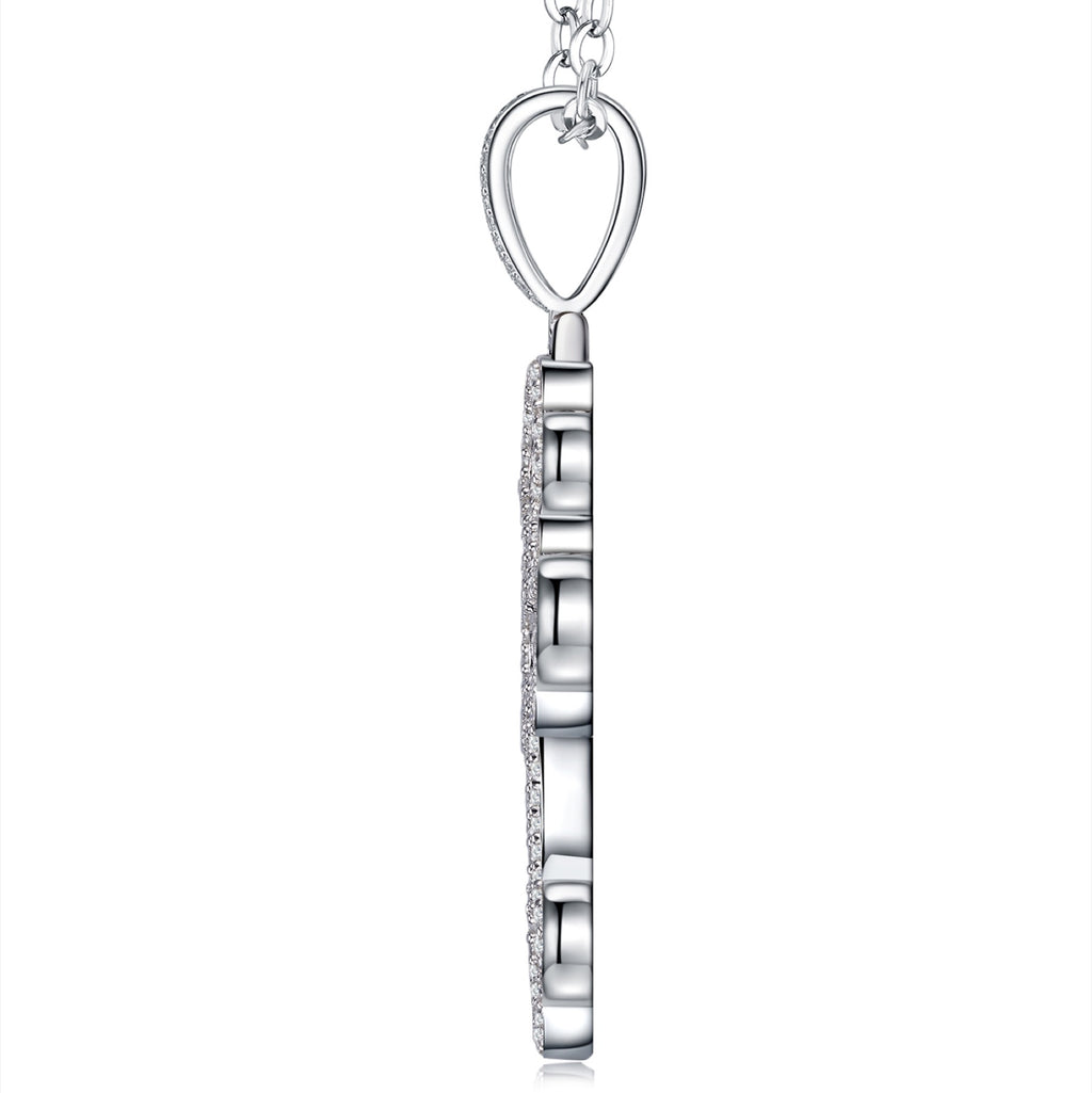Gigliata Moissanite Cross Necklace in Sterling Silver
