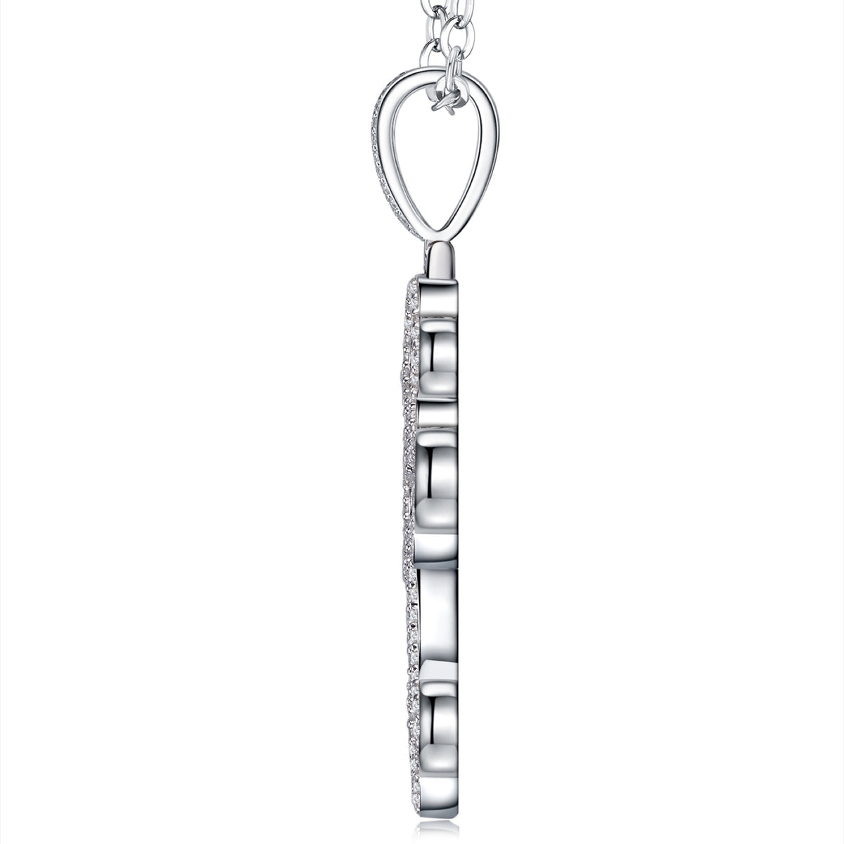 Gigliata Moissanite Cross Pendant in Sterling Silver