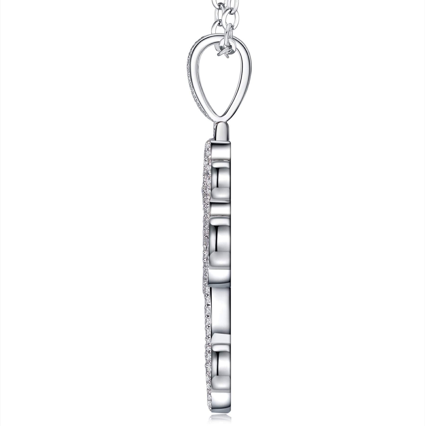 Gigliata Moissanite Cross Necklace in Sterling Silver