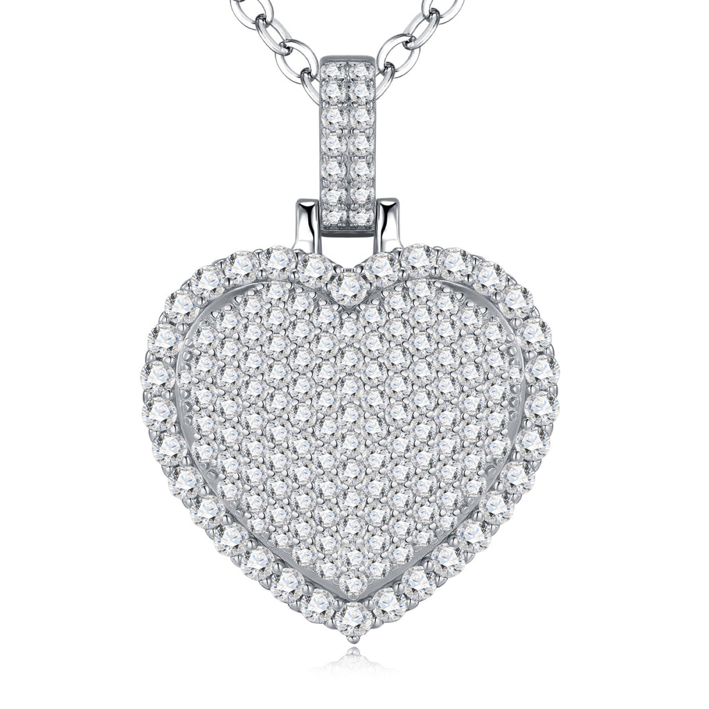 Cuoregrande Moissanite Heart Necklace in Sterling Silver