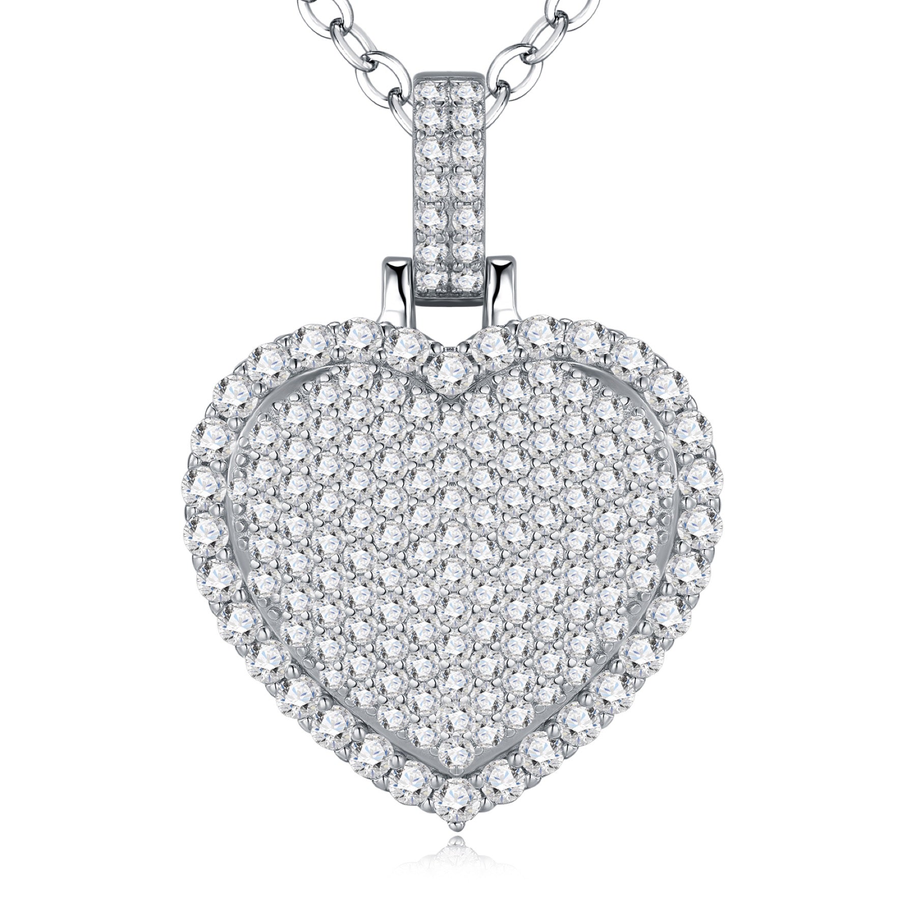 Cuoregrande Moissanite Heart Necklace in Sterling Silver