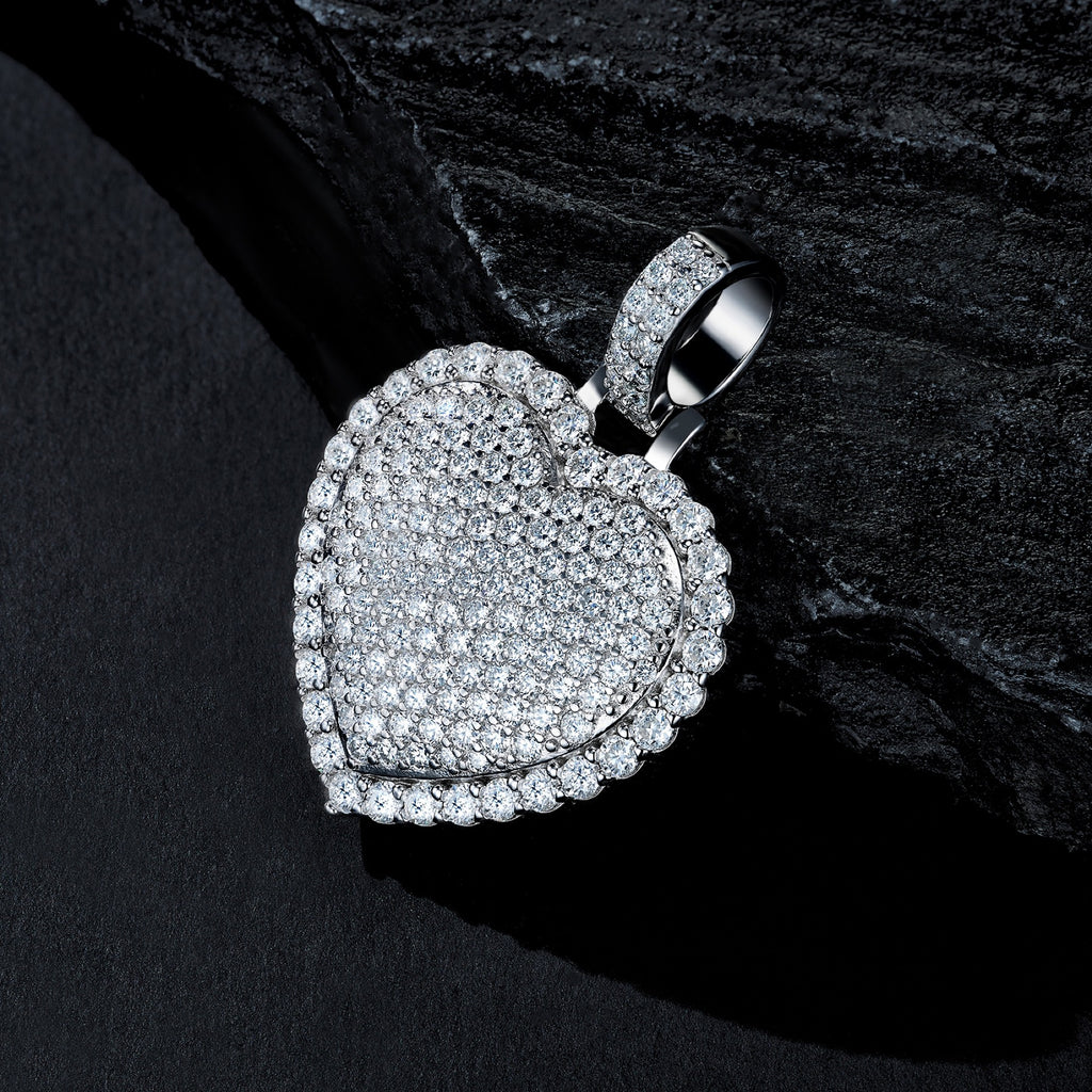 Cuoregrande Moissanite Heart Necklace in Sterling Silver