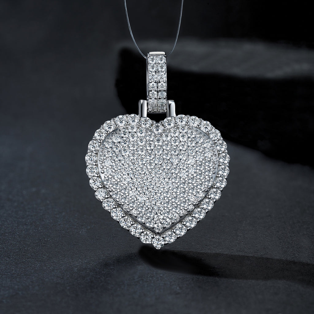 Cuoregrande Moissanite Heart Necklace in Sterling Silver