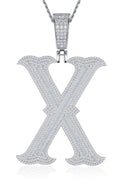 Initial X Moissanite Iced Letter Pendant Necklace in Sterling Silver