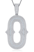Initial O Moissanite Iced Letter Pendant Necklace in Sterling Silver