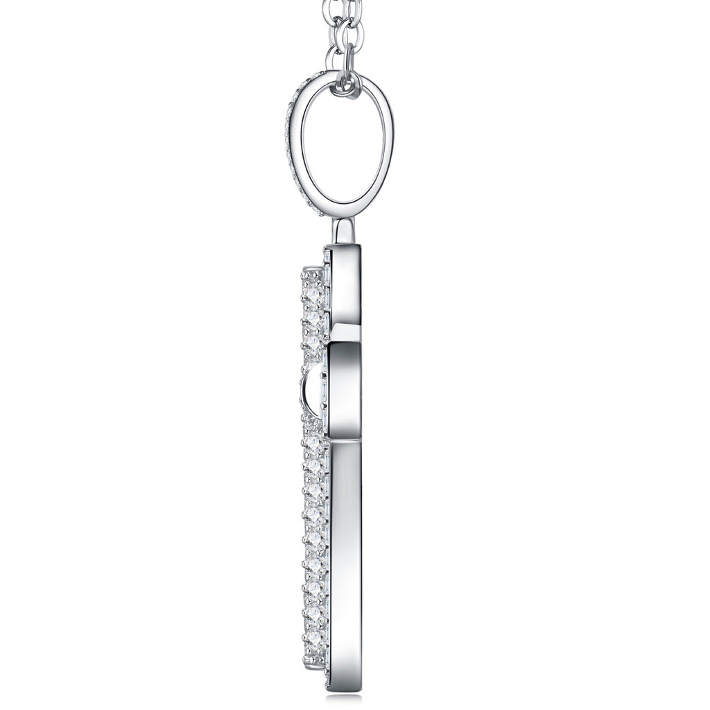 Devota Moissanite Cross Necklace in Sterling Silver