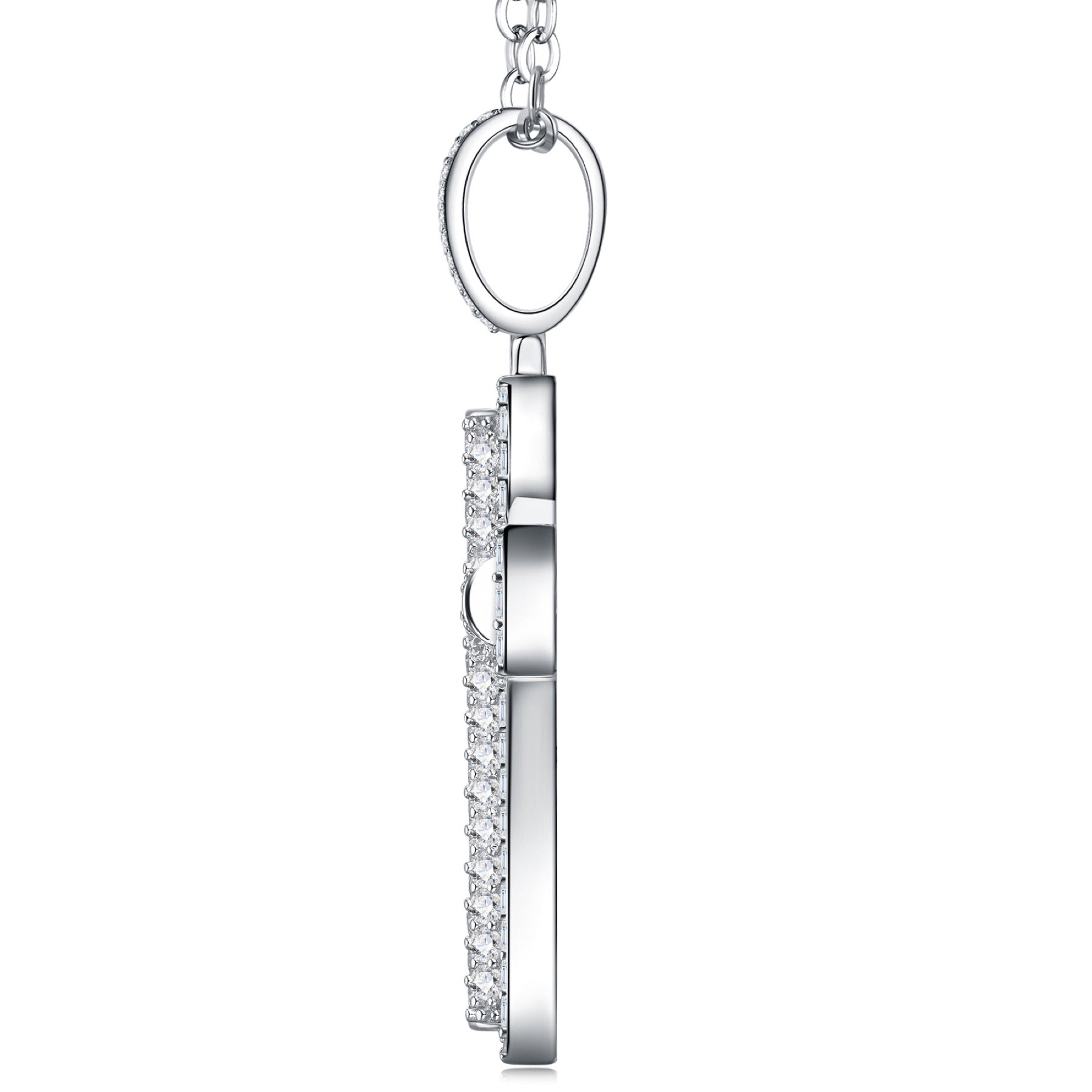 Devota Moissanite Cross Necklace in Sterling Silver