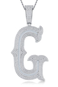 Initial G Moissanite Iced Letter Pendant Necklace in Sterling Silver