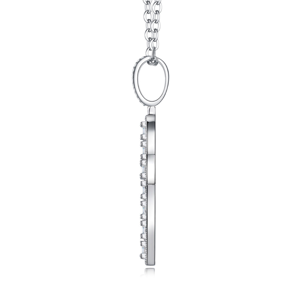 Crocione Moissanite Cross Necklace in Sterling Silver