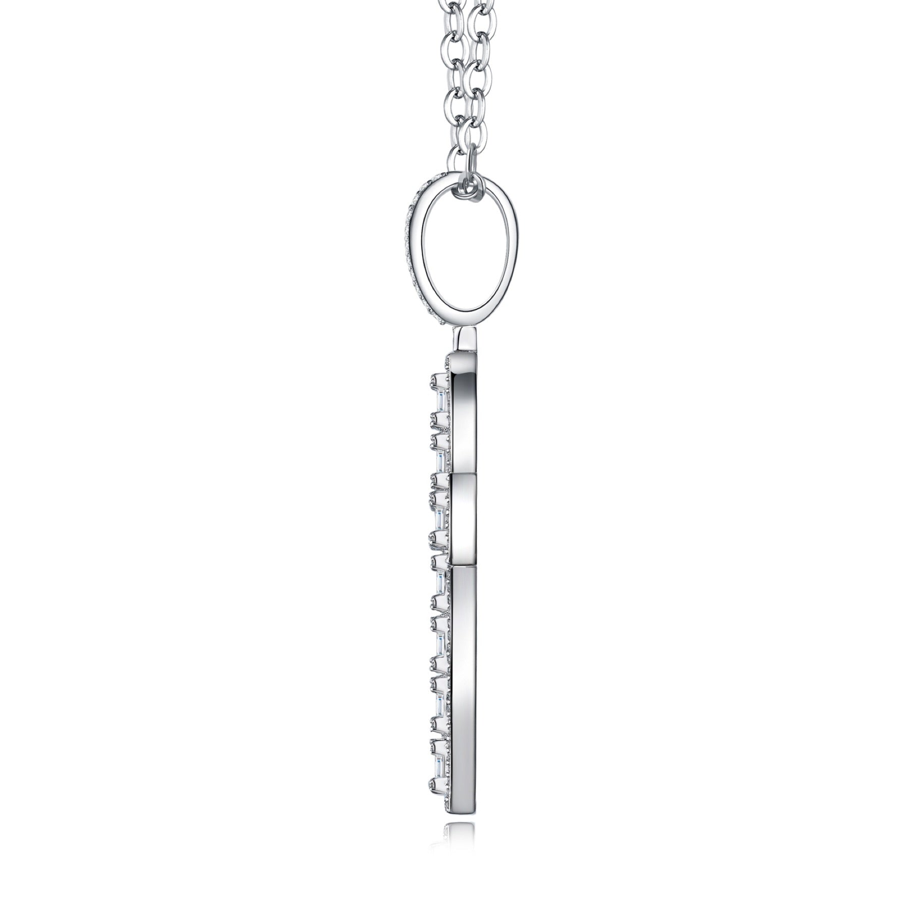 Crocione Moissanite Cross Necklace in Sterling Silver