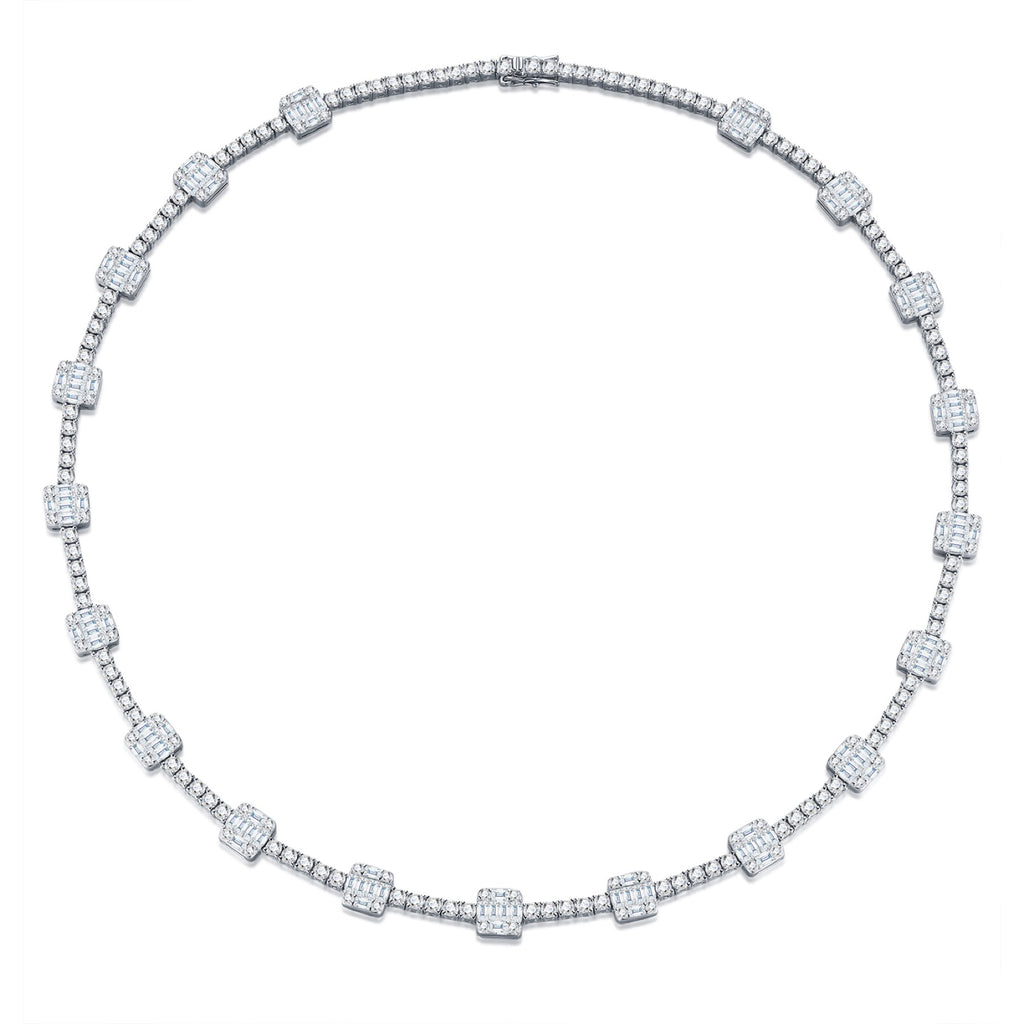 Bezelona Moissanite Tennis Necklace in Sterling Silver