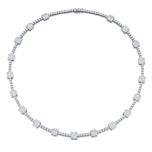 Bezelona Moissanite Tennis Necklace in Sterling Silver