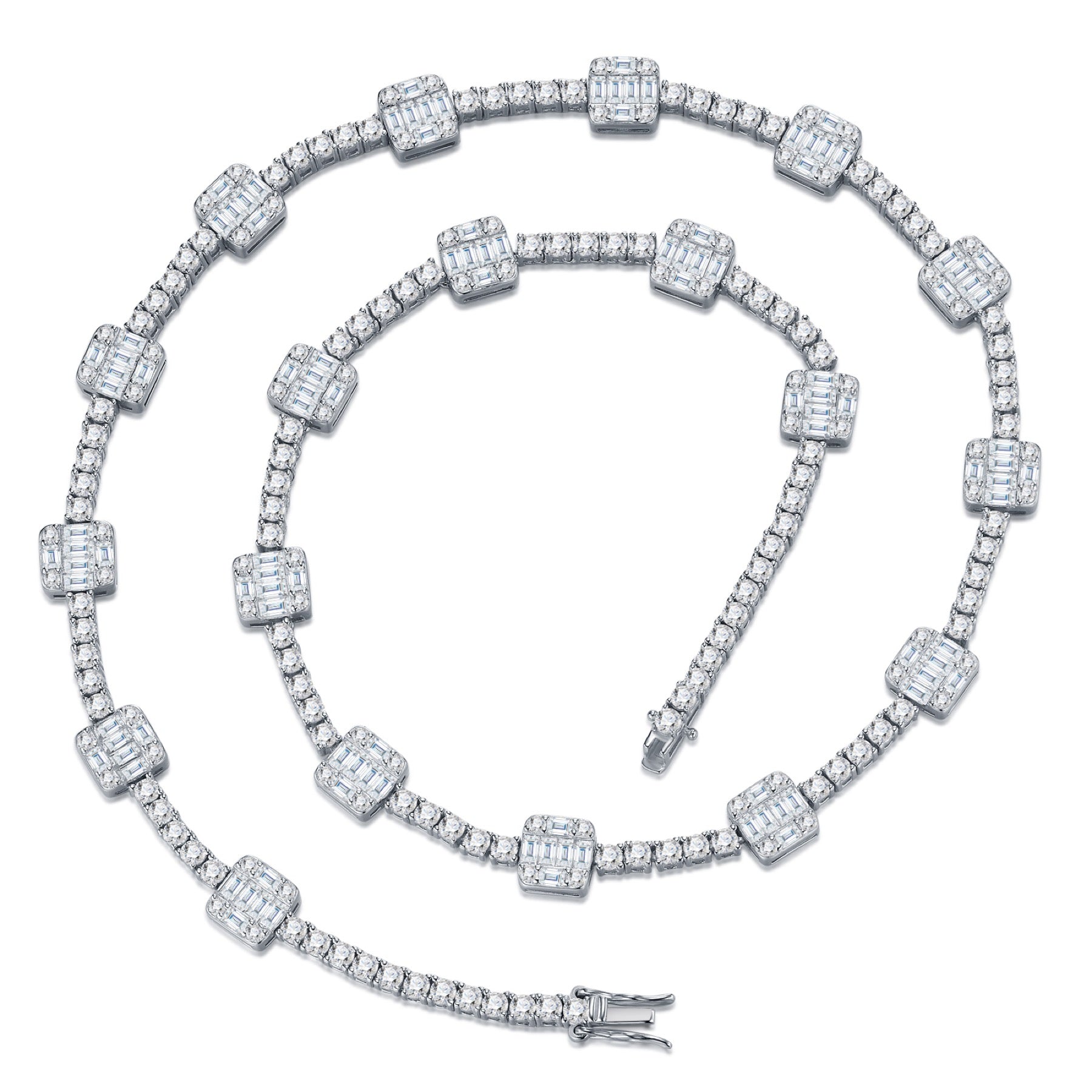 Bezelona Moissanite Tennis Necklace in Sterling Silver