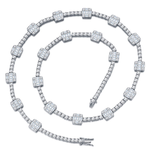 Bezelona Moissanite Tennis Necklace in Sterling Silver