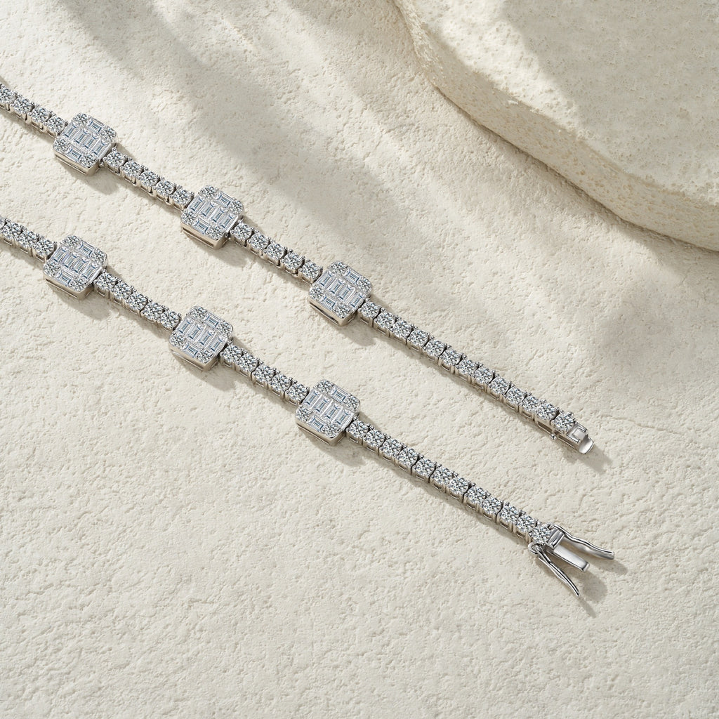 Bezelona Moissanite Tennis Necklace in Sterling Silver