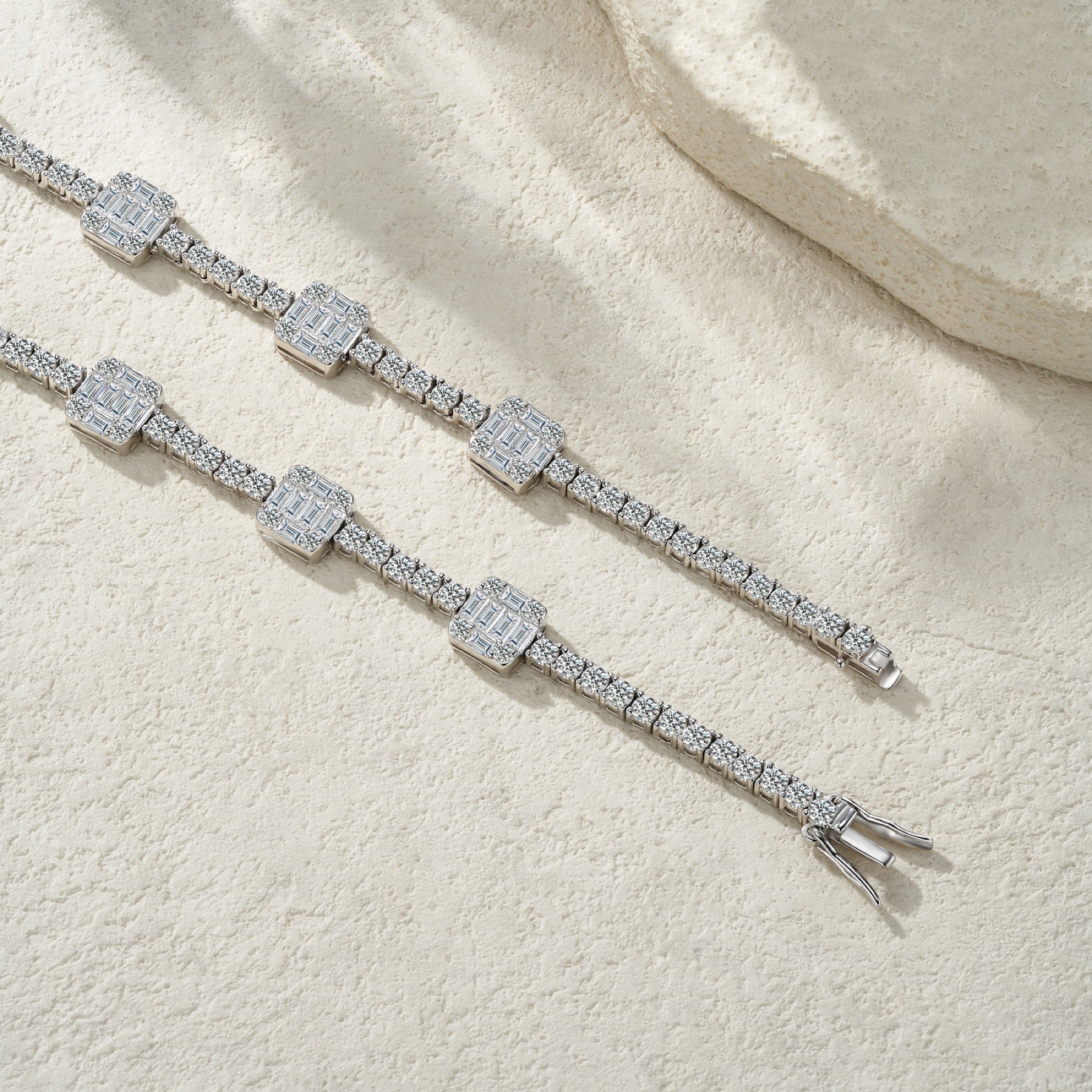 Bezelona Moissanite Tennis Necklace in Sterling Silver