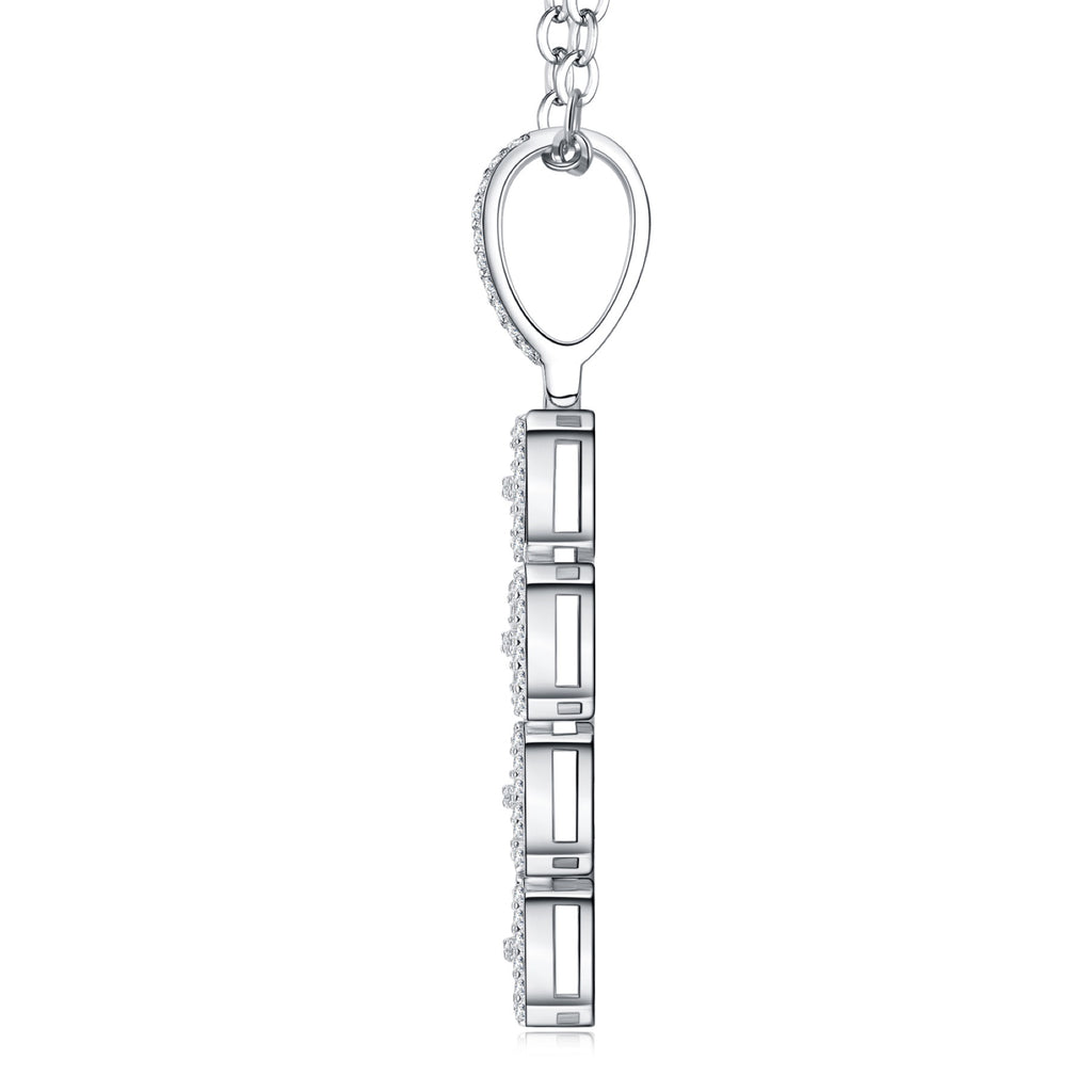 Pilastra Moissanite Cross Necklace in Sterling Silver