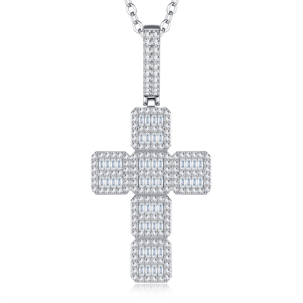Pilastra Moissanite Cross Necklace in Sterling Silver