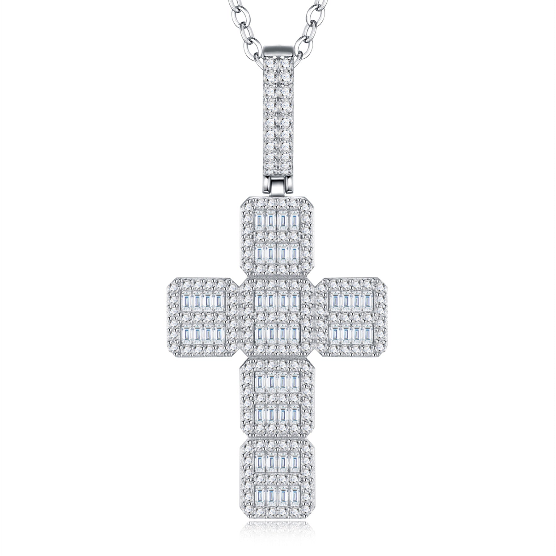 Pilastra Moissanite Cross Necklace in Sterling Silver