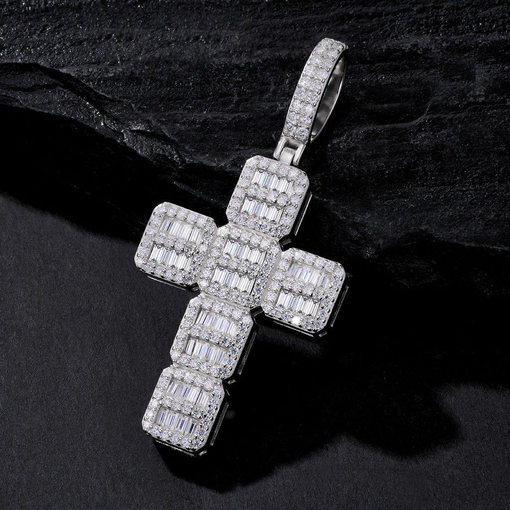 Pilastra Moissanite Cross Necklace in Sterling Silver