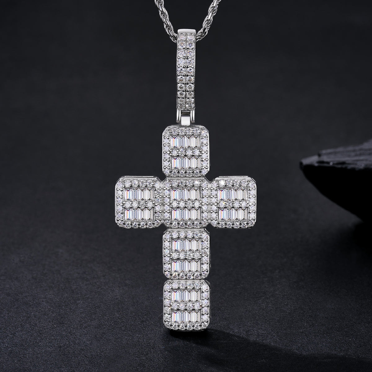 Pilastra Moissanite Cross Pendant in Sterling Silver