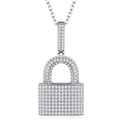 Lucchetto Moissanite Padlock Necklace in Sterling Silver