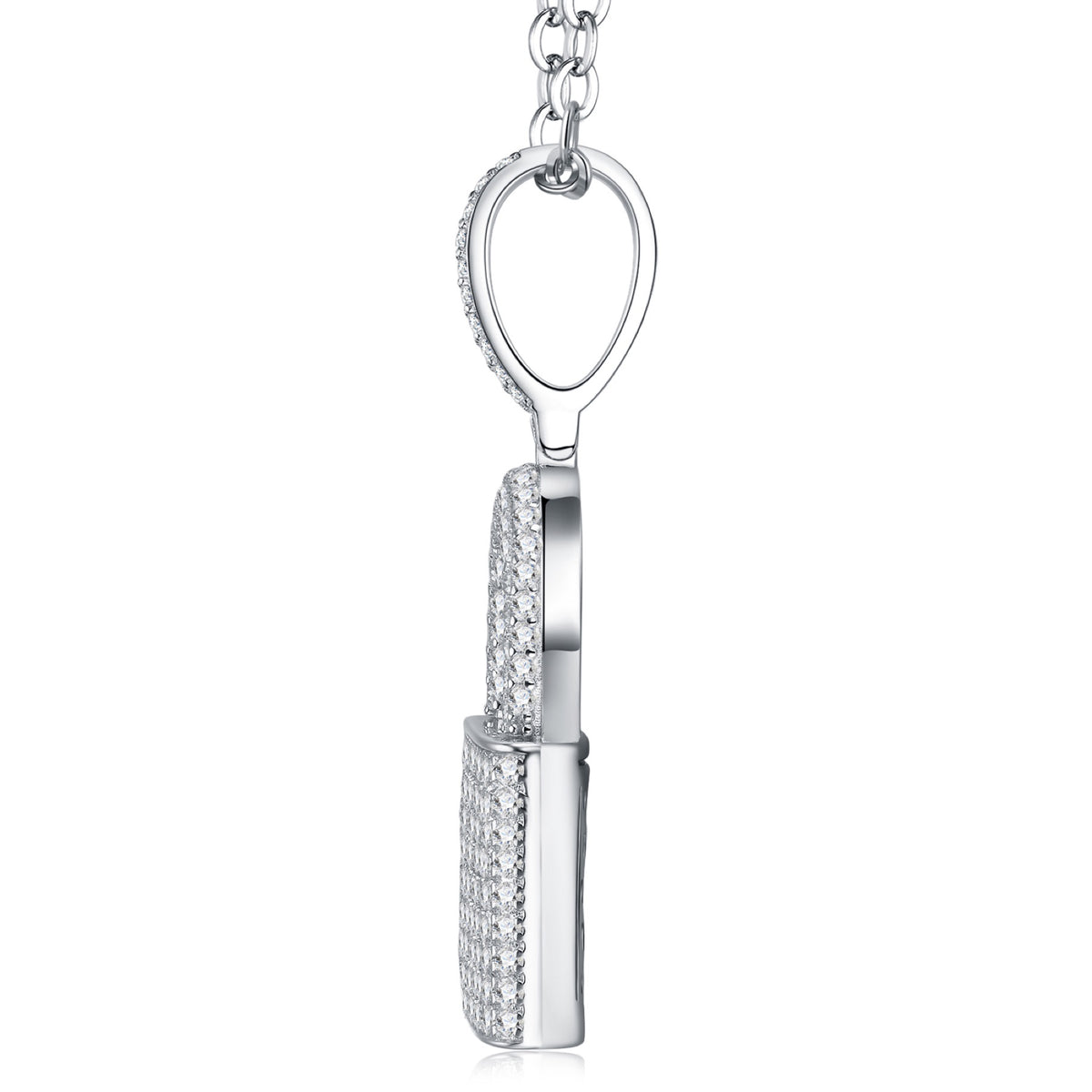Lucchetto Moissanite Padlock Pendant in Sterling Silver