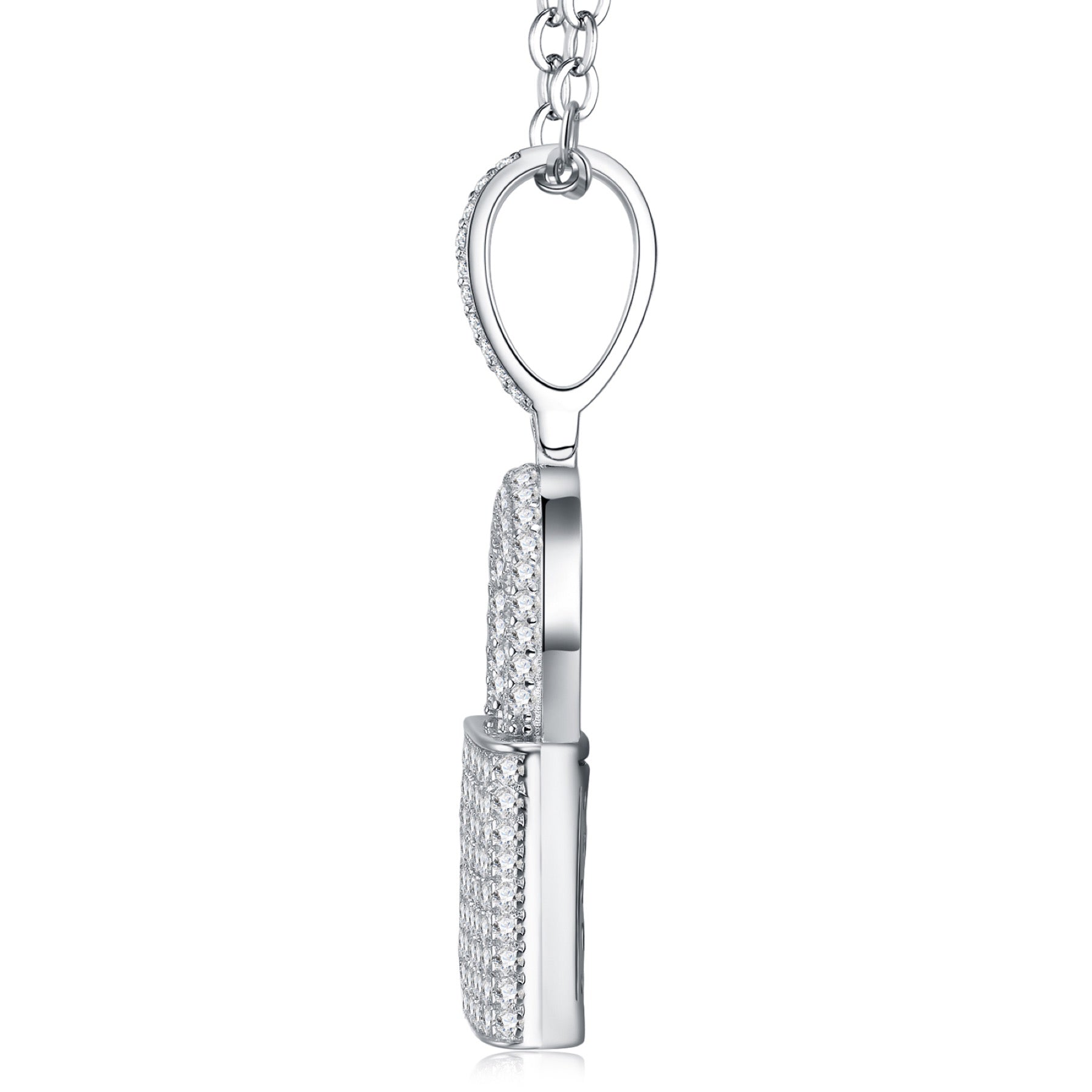 Lucchetto Moissanite Padlock Necklace in Sterling Silver