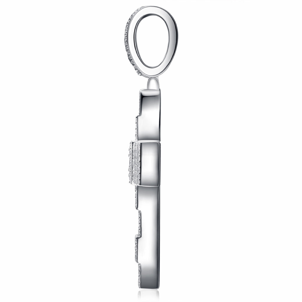 Basalto Moissanite Cross Necklace in Sterling Silver