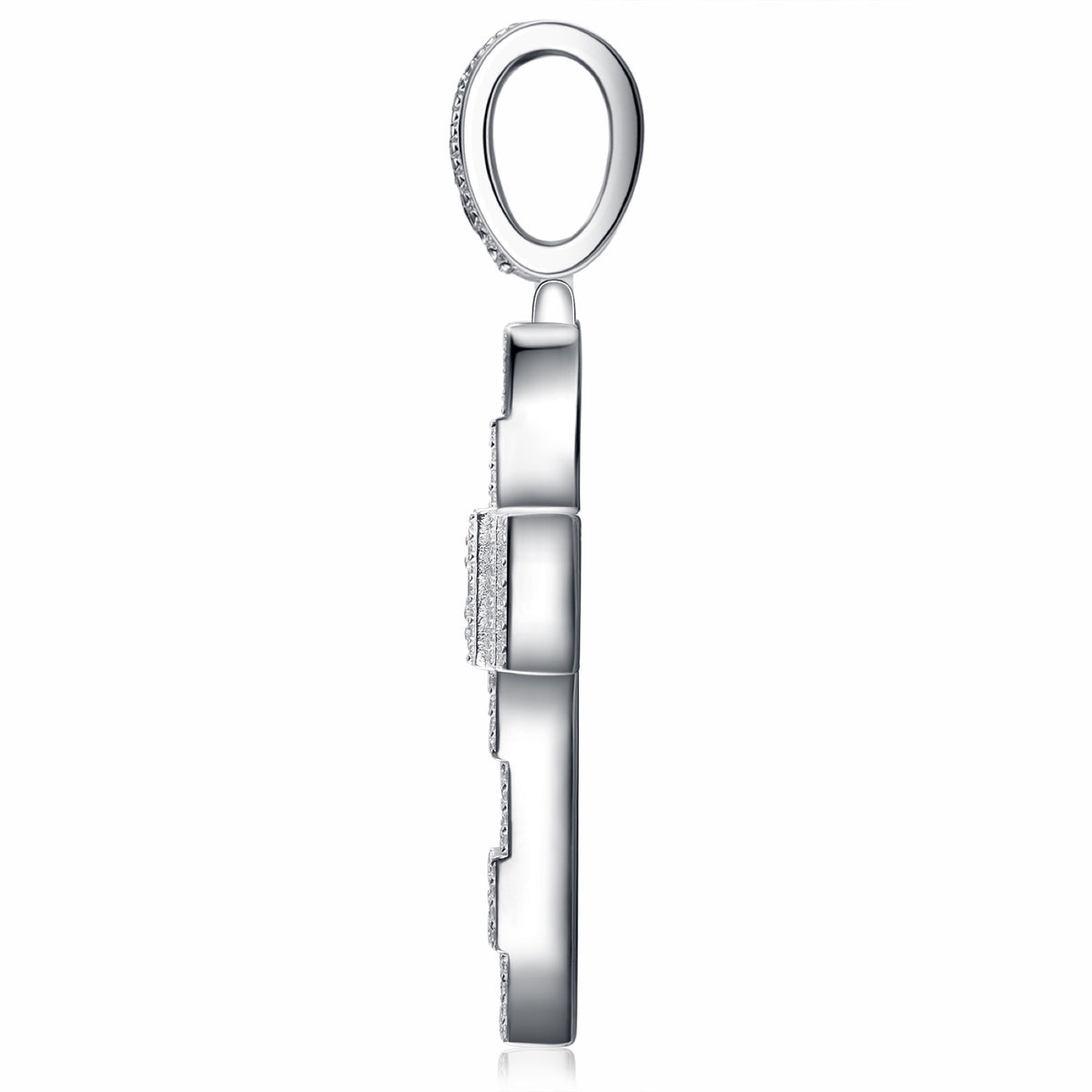 Basalto Moissanite Cross Pendant in Sterling Silver
