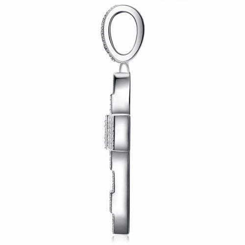 Basalto Moissanite Cross Necklace in Sterling Silver