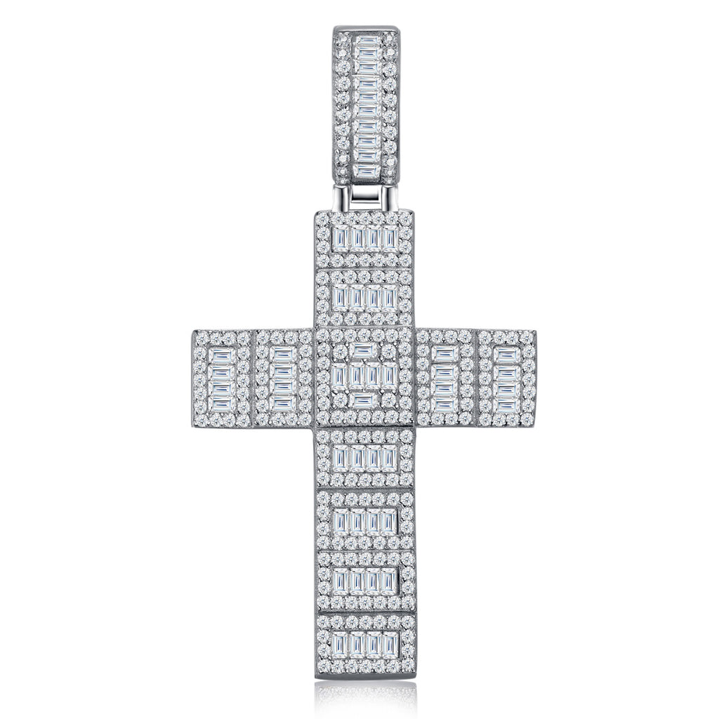 Basalto Moissanite Cross Necklace in Sterling Silver