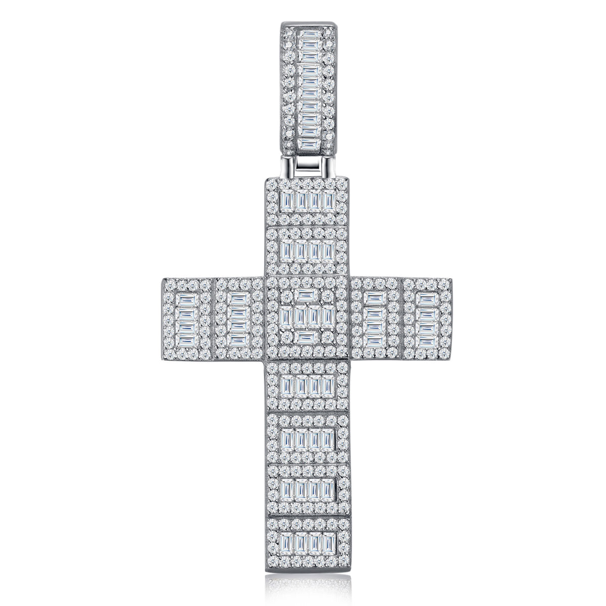 Basalto Moissanite Cross Pendant in Sterling Silver