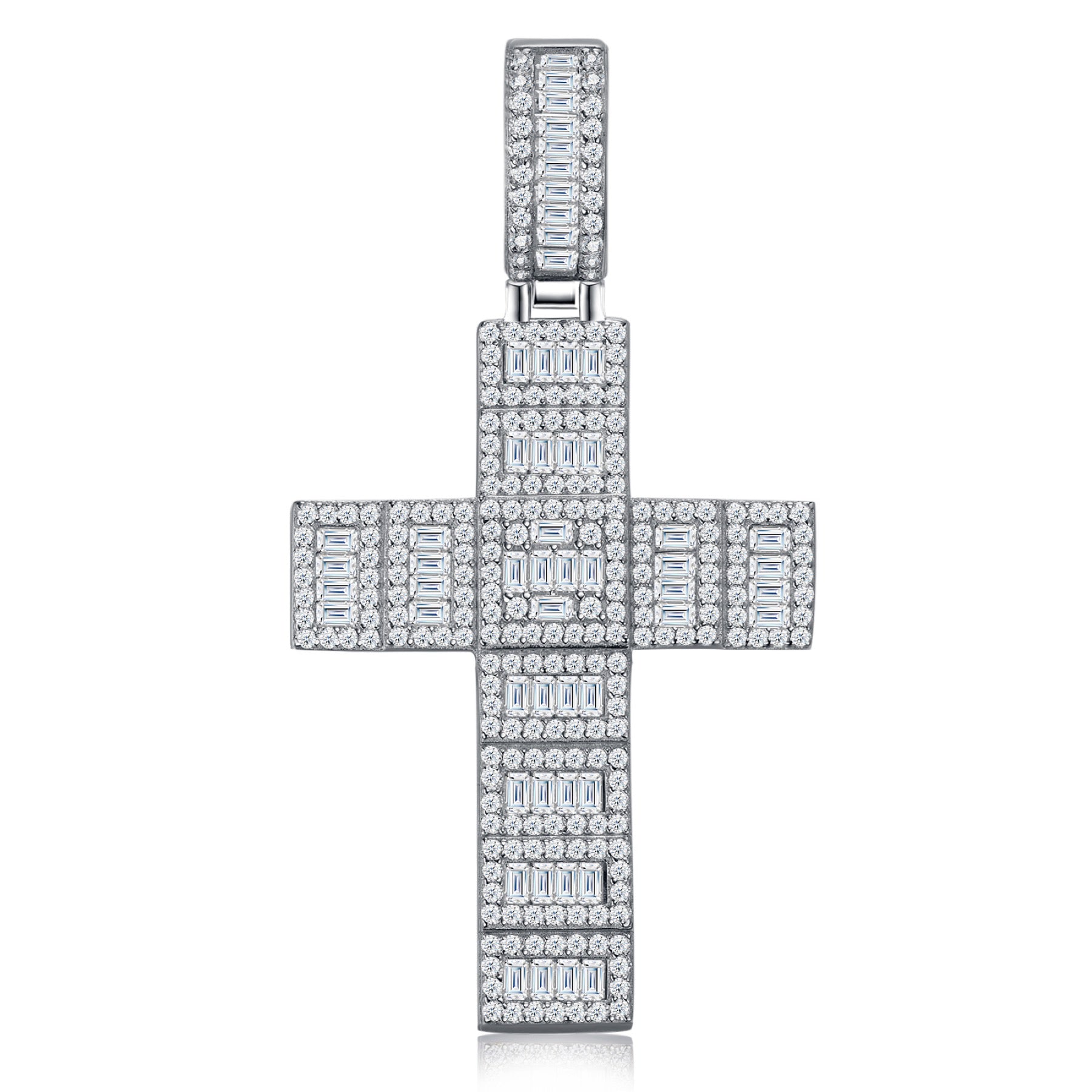 Basalto Moissanite Cross Necklace in Sterling Silver