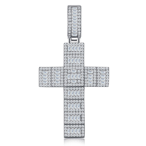 Basalto Moissanite Cross Necklace in Sterling Silver
