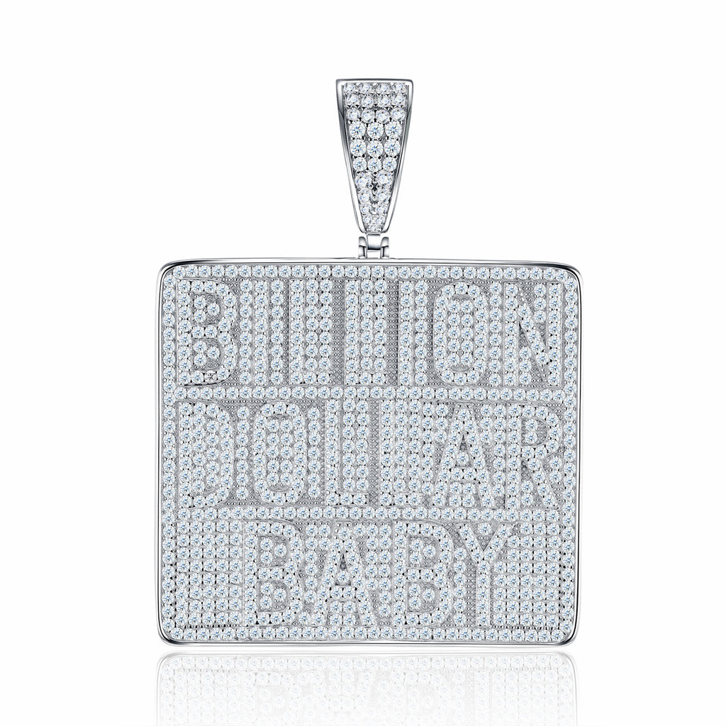 Billion Moissanite Nameplate Necklace in Sterling Silver