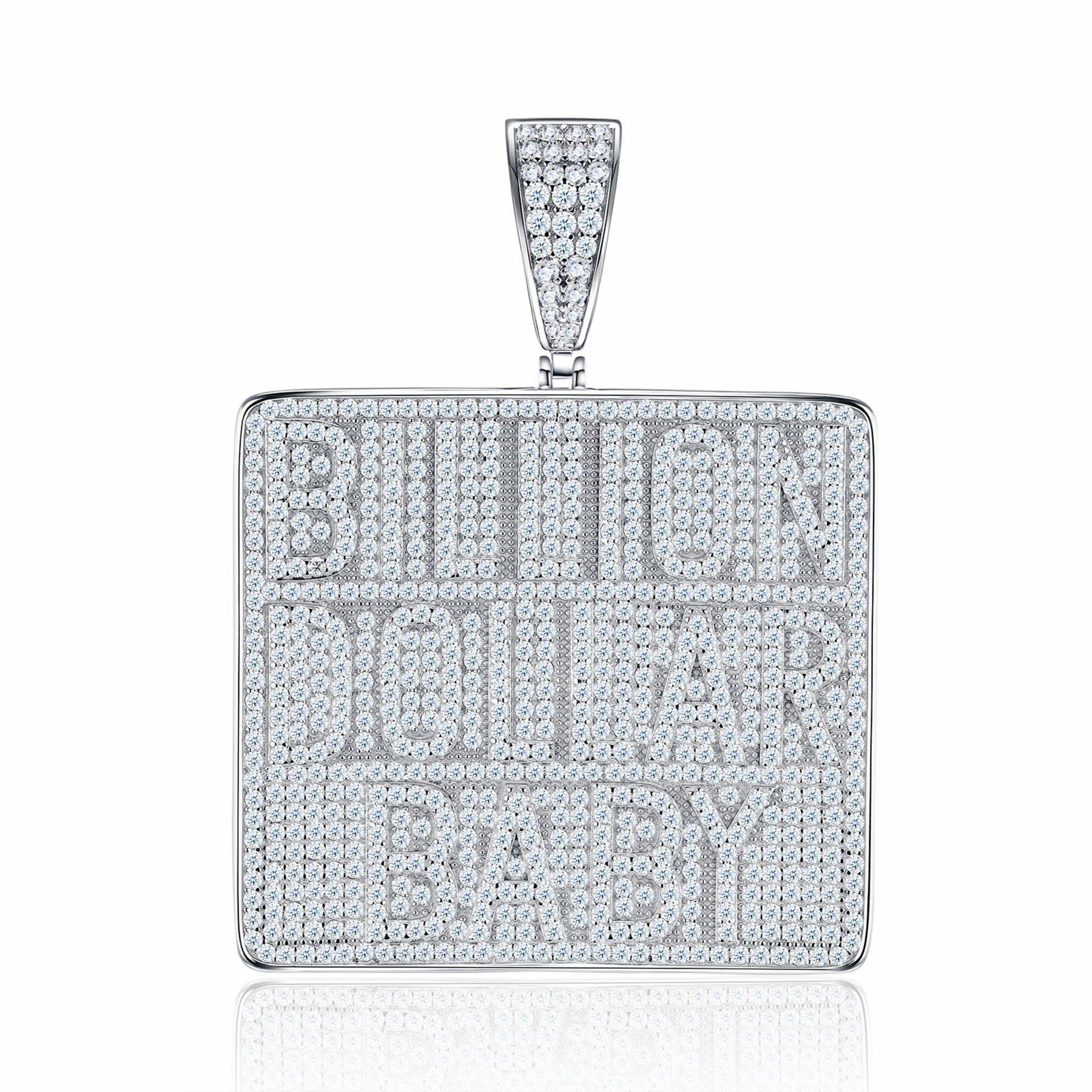 Billion Moissanite Nameplate Necklace in Sterling Silver