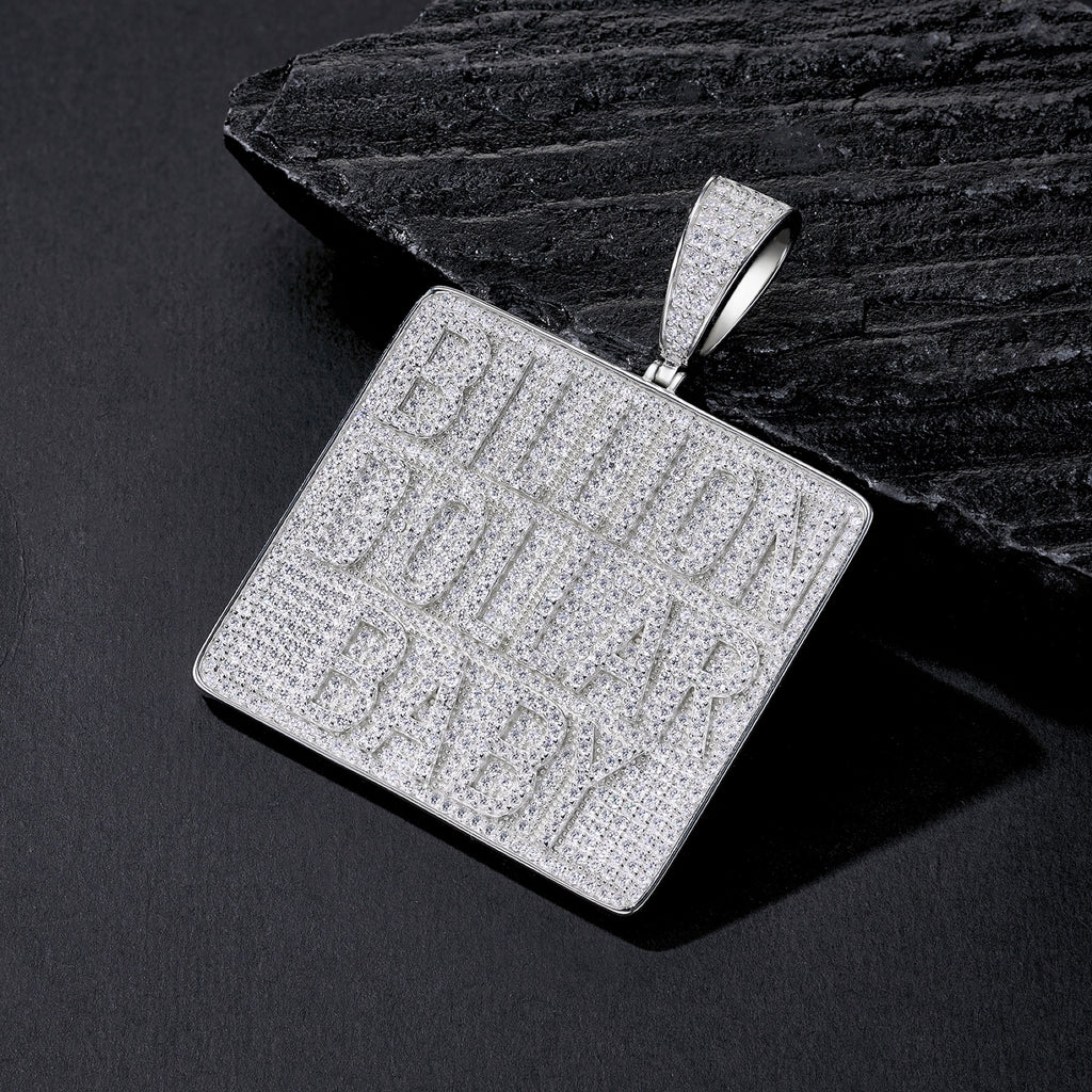 Billion Moissanite Nameplate Necklace in Sterling Silver