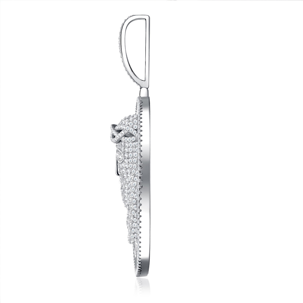Leone Moissanite Lion Medallion Necklace in Sterling Silver