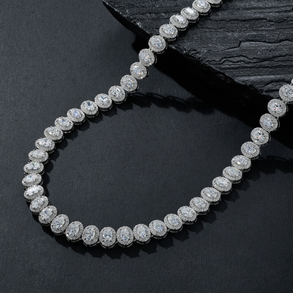 Bezelina Moissanite Tennis Necklace in Sterling Silver