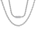 Perlona Rope Chain Necklace with Moissanite Clasp in Sterling Silver