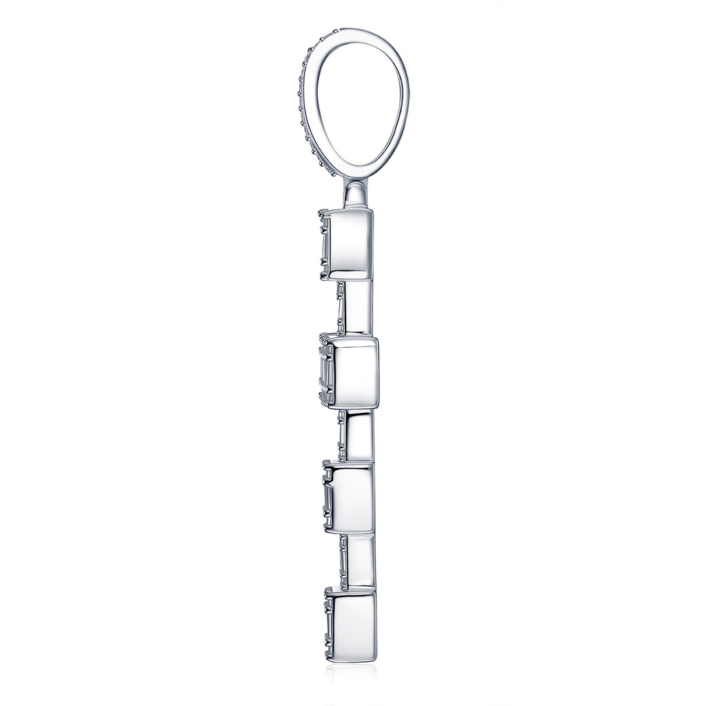 Colonnato Moissanite Cross Necklace in Sterling Silver