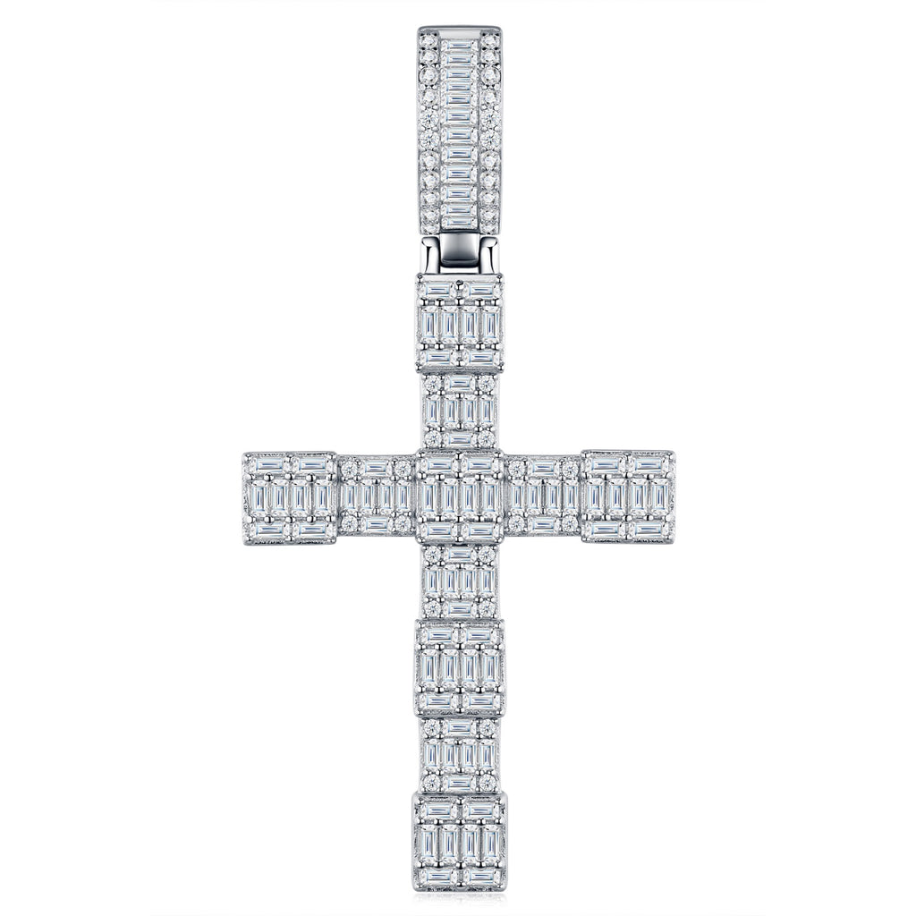 Colonnato Moissanite Cross Necklace in Sterling Silver