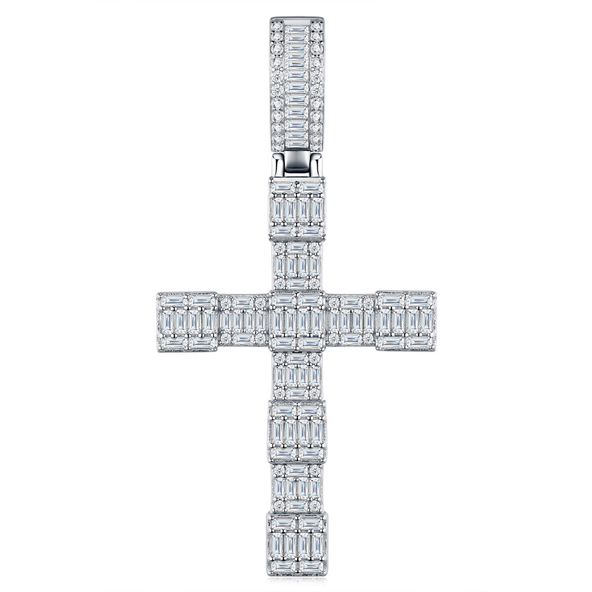 Colonnato Moissanite Cross Pendant in Sterling Silver