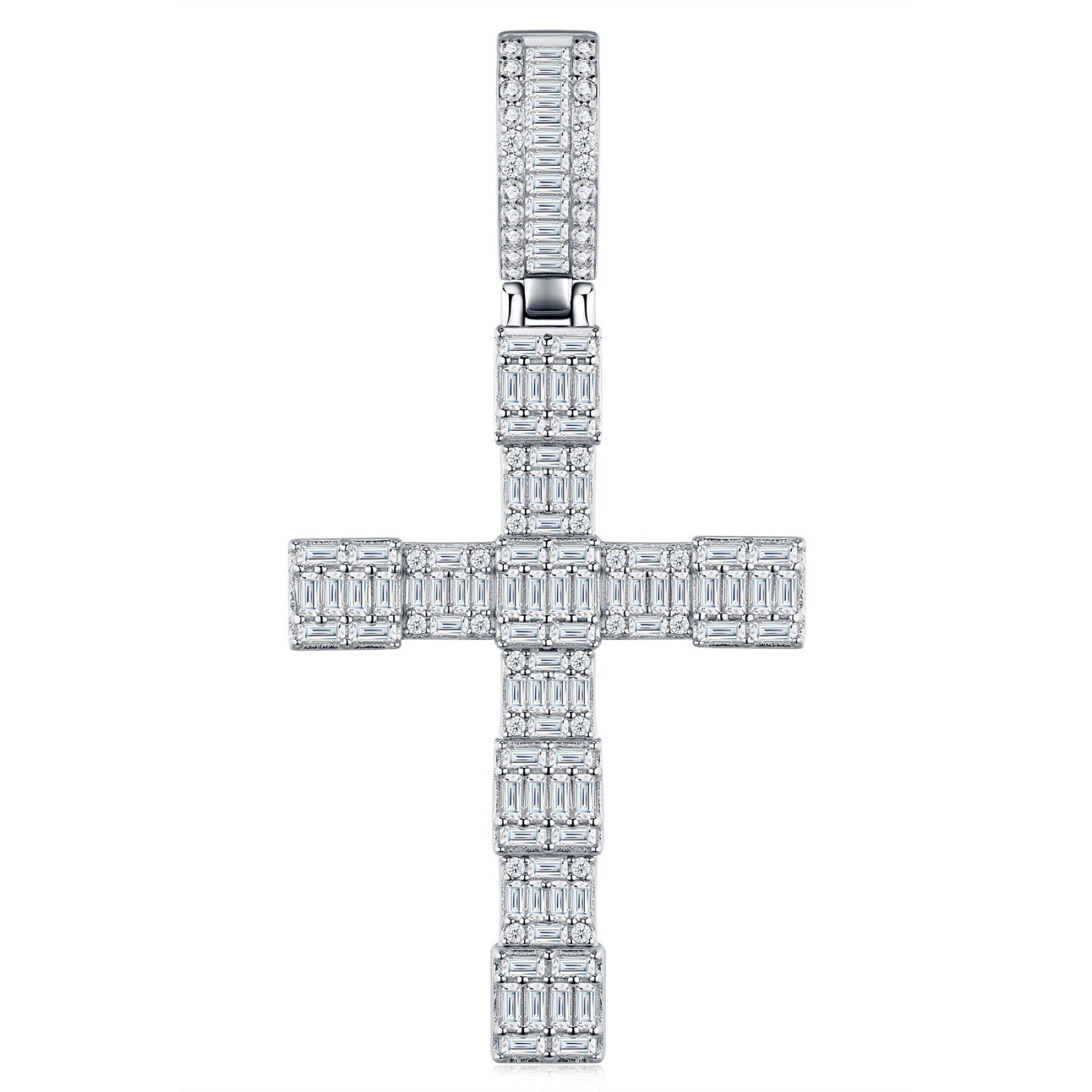 Colonnato Moissanite Cross Necklace in Sterling Silver