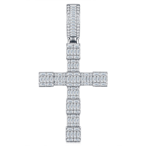 Colonnato Moissanite Cross Necklace in Sterling Silver